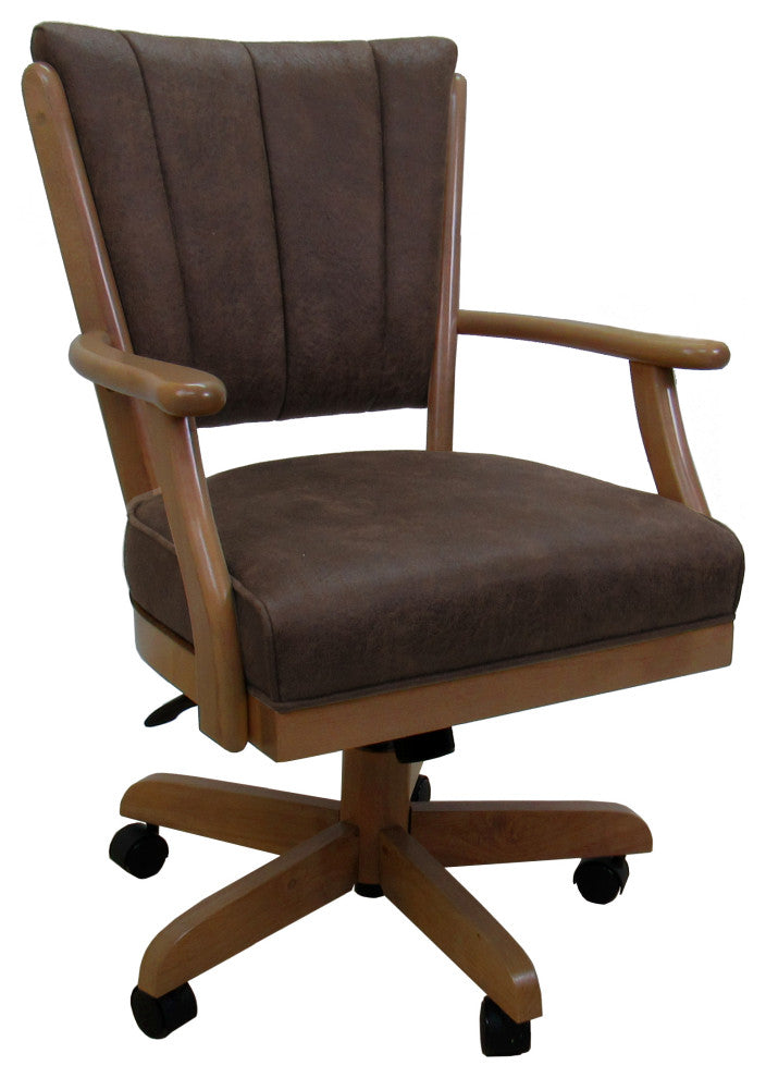 Dining Solid Wood Caster Chair on Wheels Classic, Northwest Whiskey Light Oak