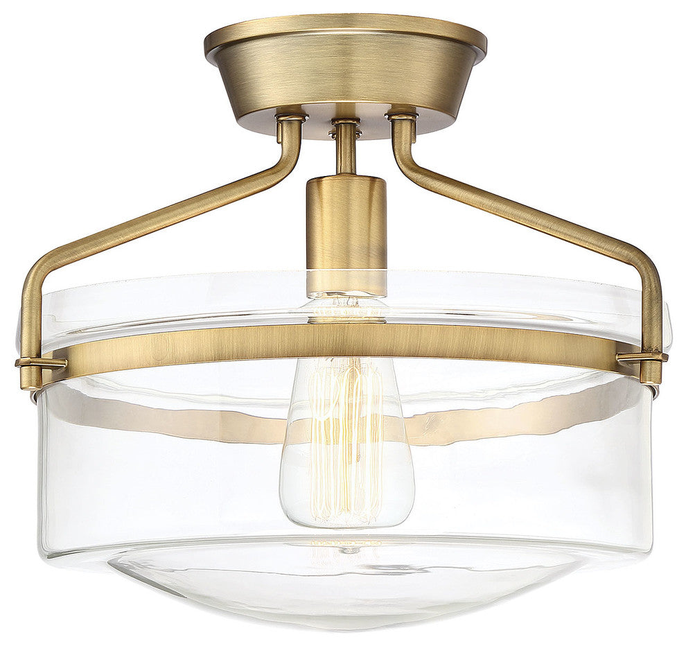 1-Light Semi-Flush Mount, Natural Brass