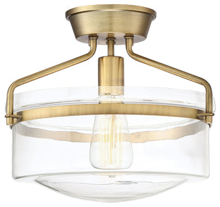 1-Light Semi-Flush Mount, Natural Brass