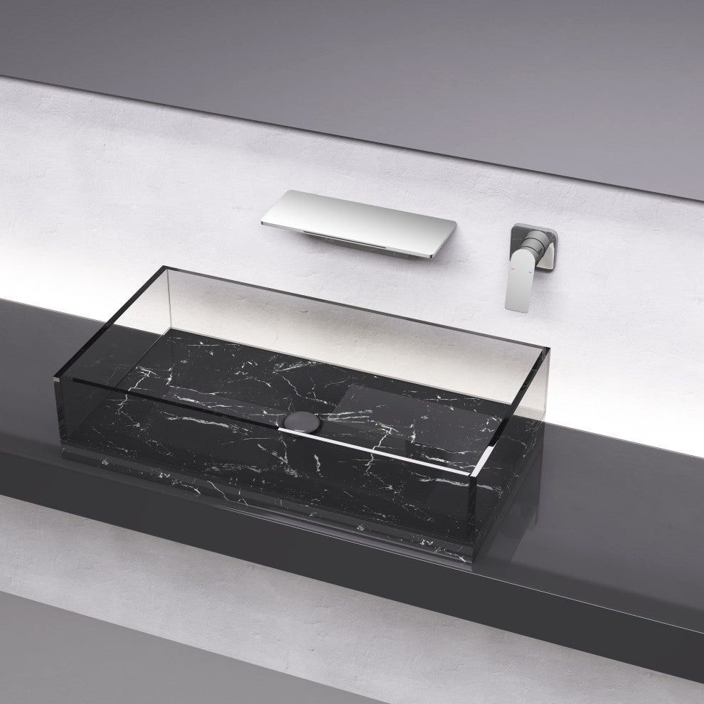 Wellfor Waterfall Bathroom Faucet Wall Mount Lavatory Faucet, Polished Chrome