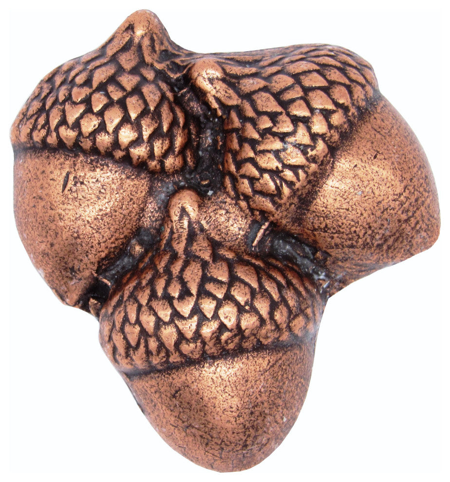 Triple Acorns Cabinet Knob, Antique Copper
