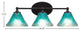 Capri 3-Light Bath Bar, Matte Black/Teal Crystal