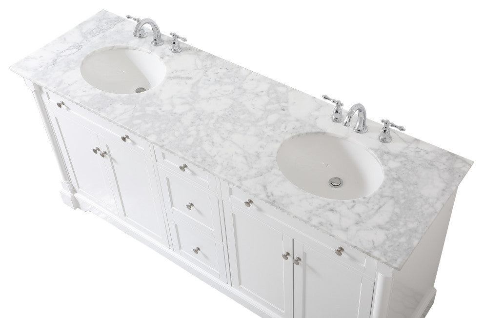 Home Living 21.5" Transitional Black-Light Bathroom Vanity, White, 72