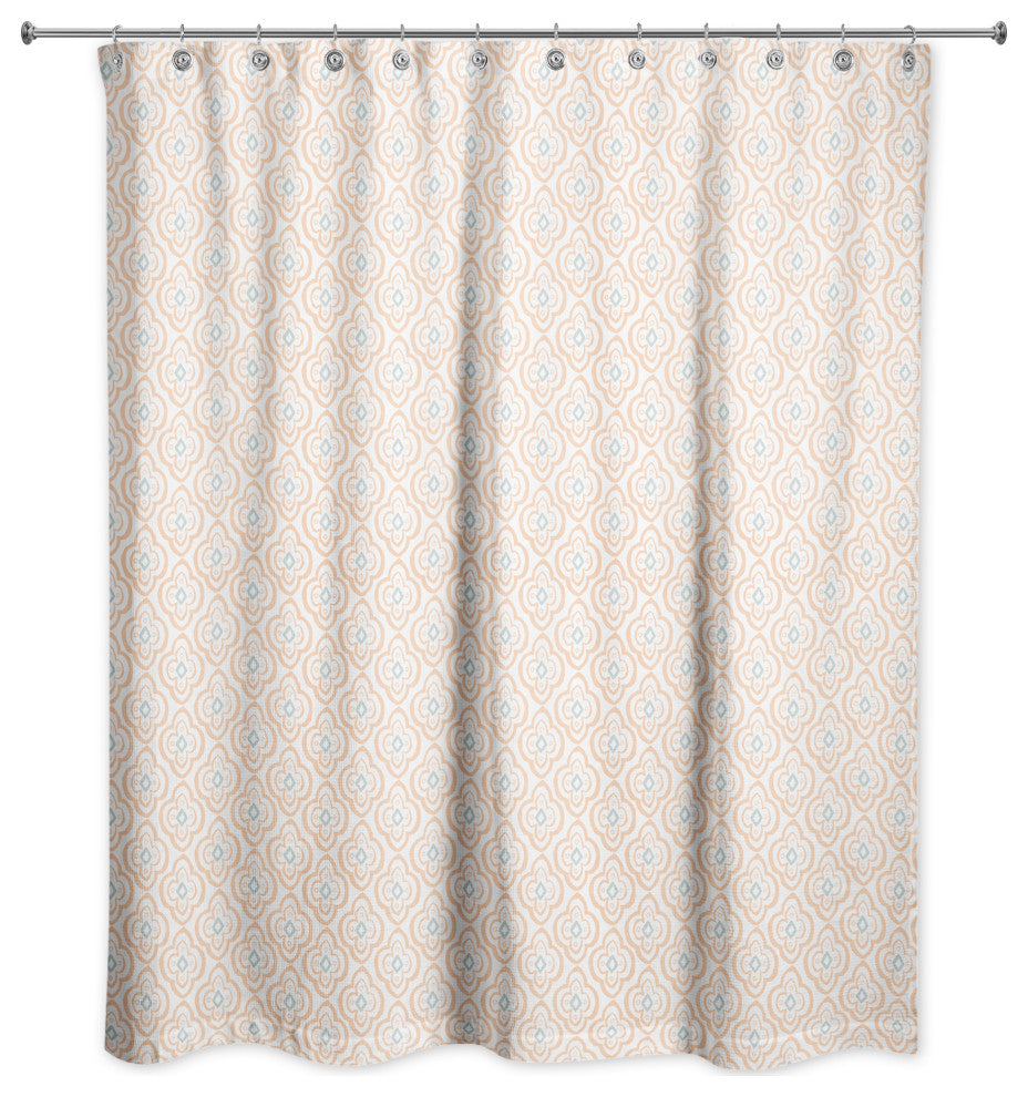 Orange Quatre on White 71x74 Shower Curtain