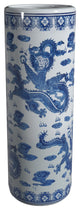 24" Dragon Blue and White Porcelain Umbrella Stand