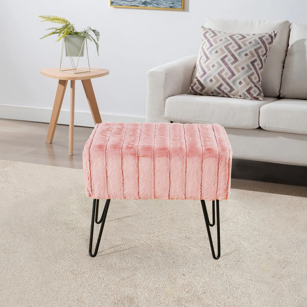 Serenta Super Mink Ottoman, Soft Pink, 19''x13''x17''