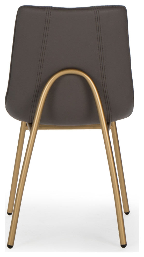 May Side Chair, Cream Ventura Leather, Brass Powder Coat