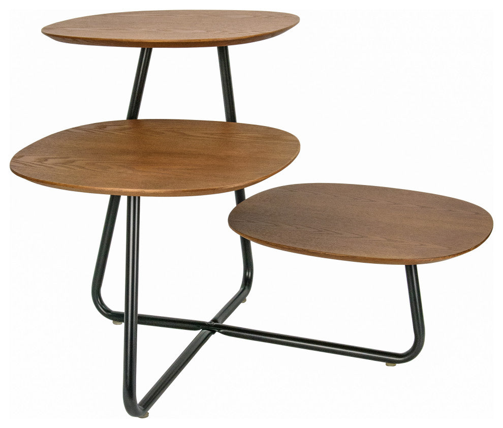 LeisureMod Hazelton End Table Manufactured Wood Top and Steel Base, Walnut