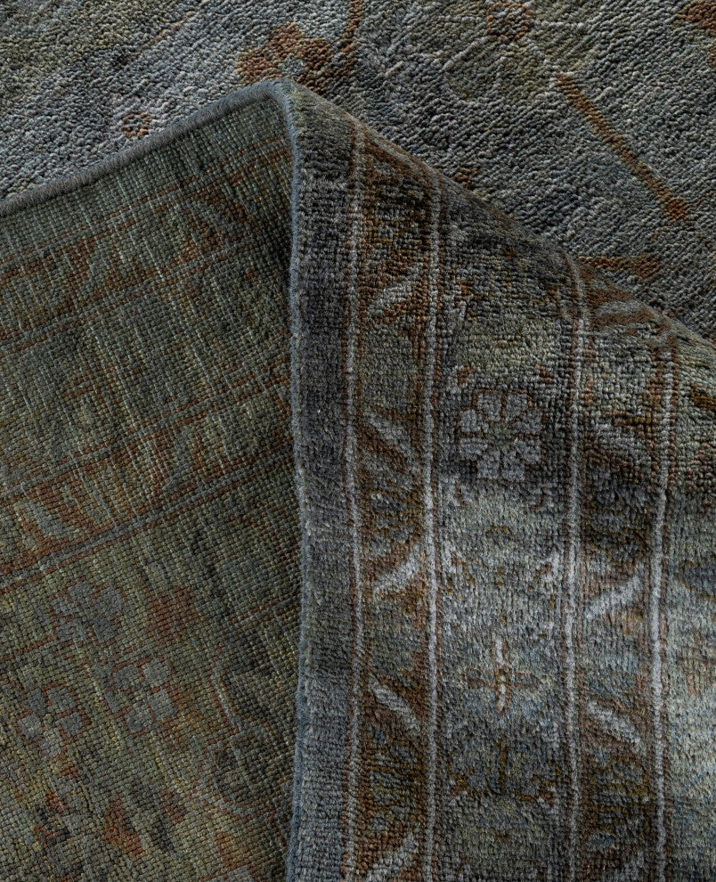 Overdyed One-of-a-Kind Hand-Knotted Area Rug Gray, 10' 1" x 13' 9"