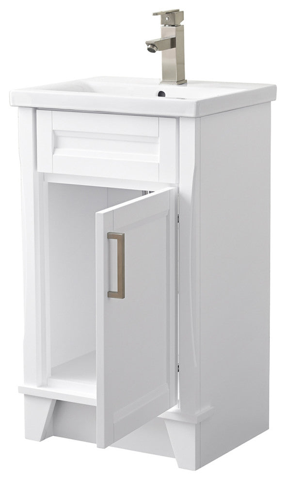 20" Single Sink Vanity With White Ceramic Sink Top, White