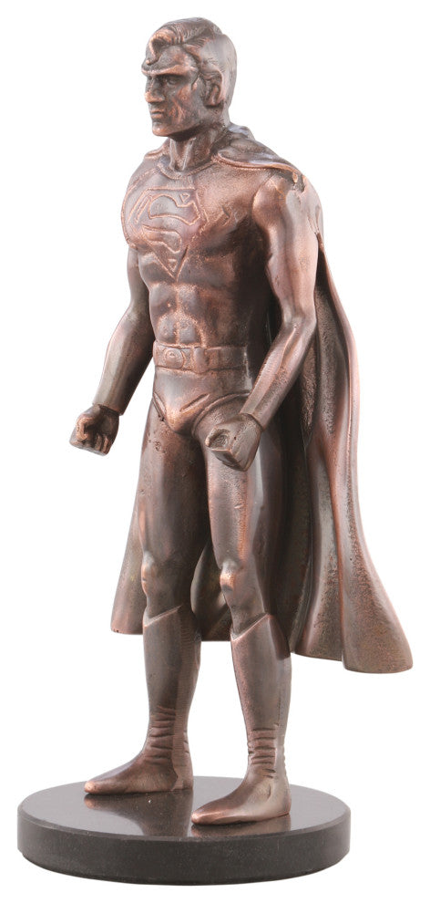Retro Superhero Statue Bronze - Brown