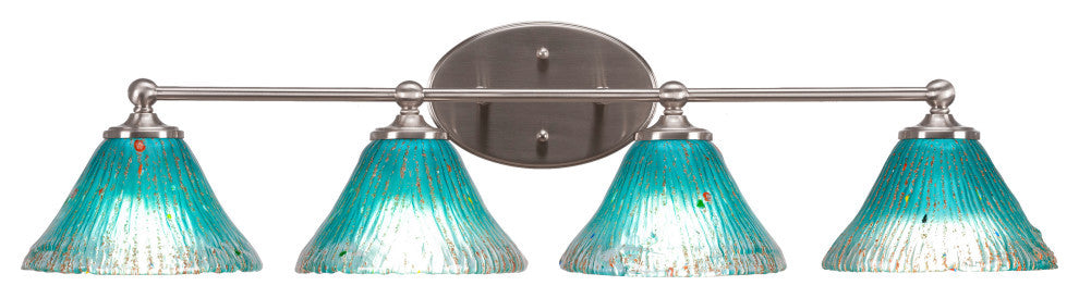 Capri 4-Light Bath Bar, Brushed Nickel/Teal Crystal
