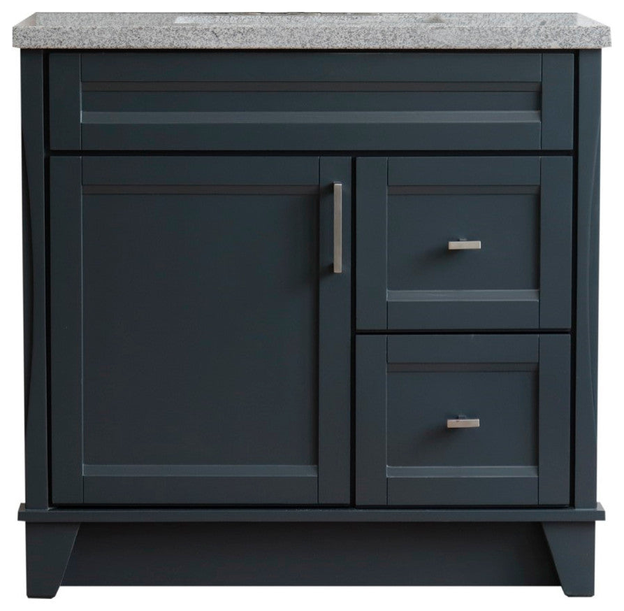 37" Single Sink Vanity, Dark Gray Finish With Gray Granite