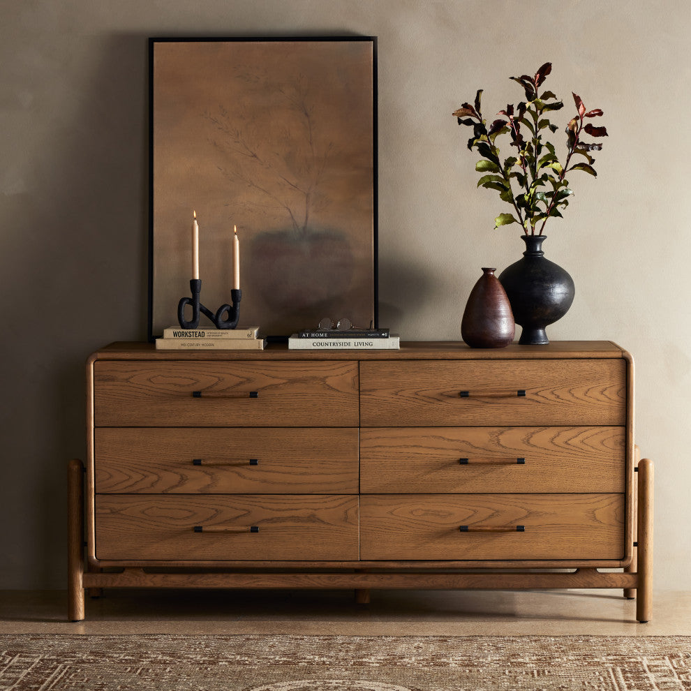 Caroline 6 Drawer Dresser-Smoked Oak