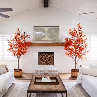 Lifestyle image showing full artificial autumn tree in a living room (alternate_lifestyle_full).