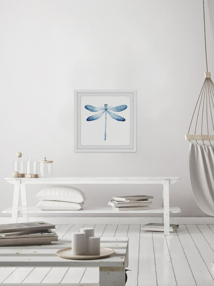 "Pastel Blue Dragonfly" Framed Painting Print, 12"x12"