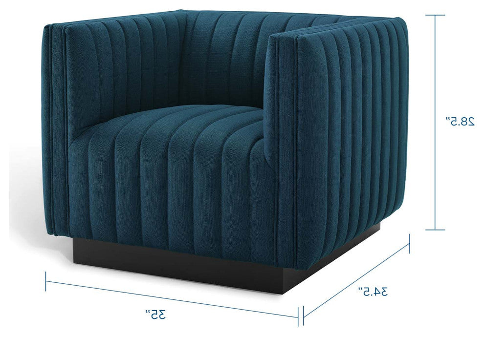 Tufted Armchair Accent Chair, Set of 2, Fabric, Navy Blue, Modern, Lounge