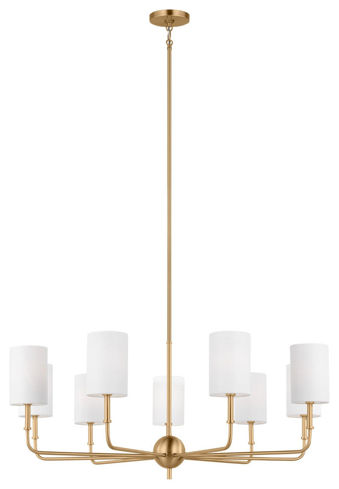 Foxdale Nine Light Chandelier, Satin Brass