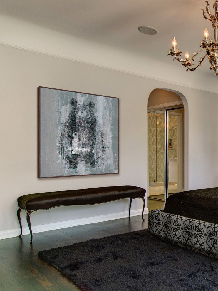 "Bear Confusion" Floater Framed Painting Print on Canvas, 20"x20"