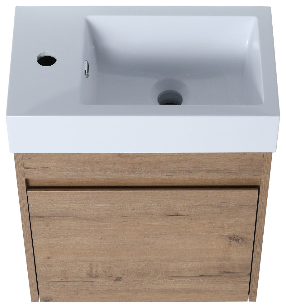 BNK 18" Small Bathroom Vanity with Sink 18 Inch, with Soft Close Door, 18x10, Imitative Oak