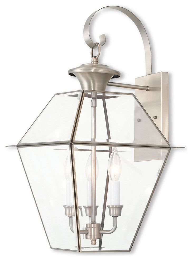 Westover Outdoor Wall Lantern, Brushed Nickel