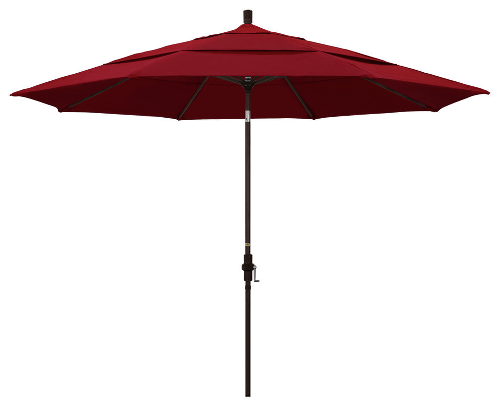 11' Aluminum Umbrella Collar Tilt Bronze, Olefin, Red