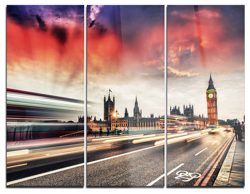 "London Westminster Bridge" Photo Metal Wall Art, 3 Panels, 36"x28"