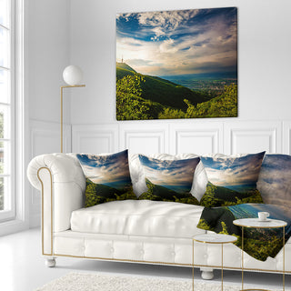 Vitosha Mountain over Sofia Bulgaria Landscape Printed Throw Pillow, 18"x18"