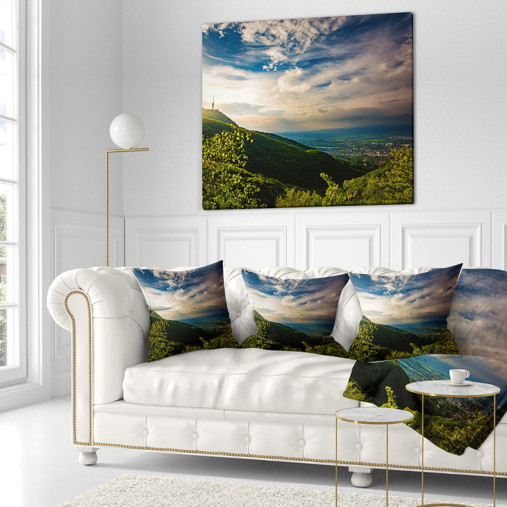 Vitosha Mountain over Sofia Bulgaria Landscape Printed Throw Pillow, 18"x18"