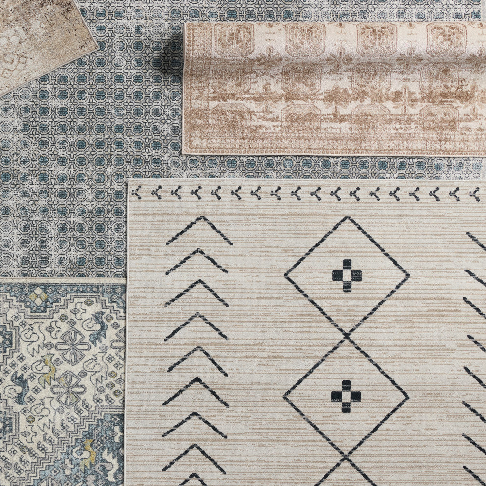 Machine Washable Vibe by Jaipur Living Milea Trellis Tan/ Cream Area Rug, 2'x3'