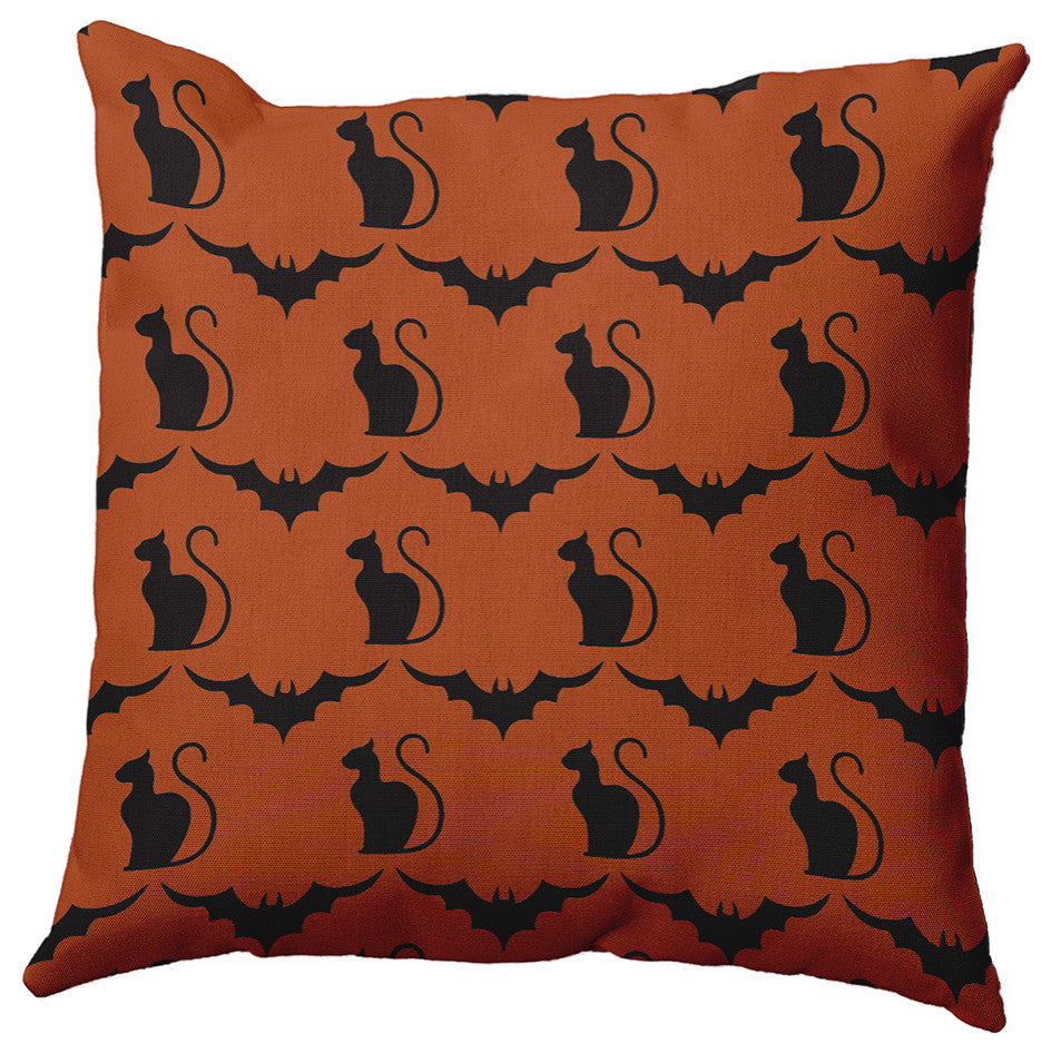 16" x 16" Cats and Bats Decorative Throw Pillow, Sienna