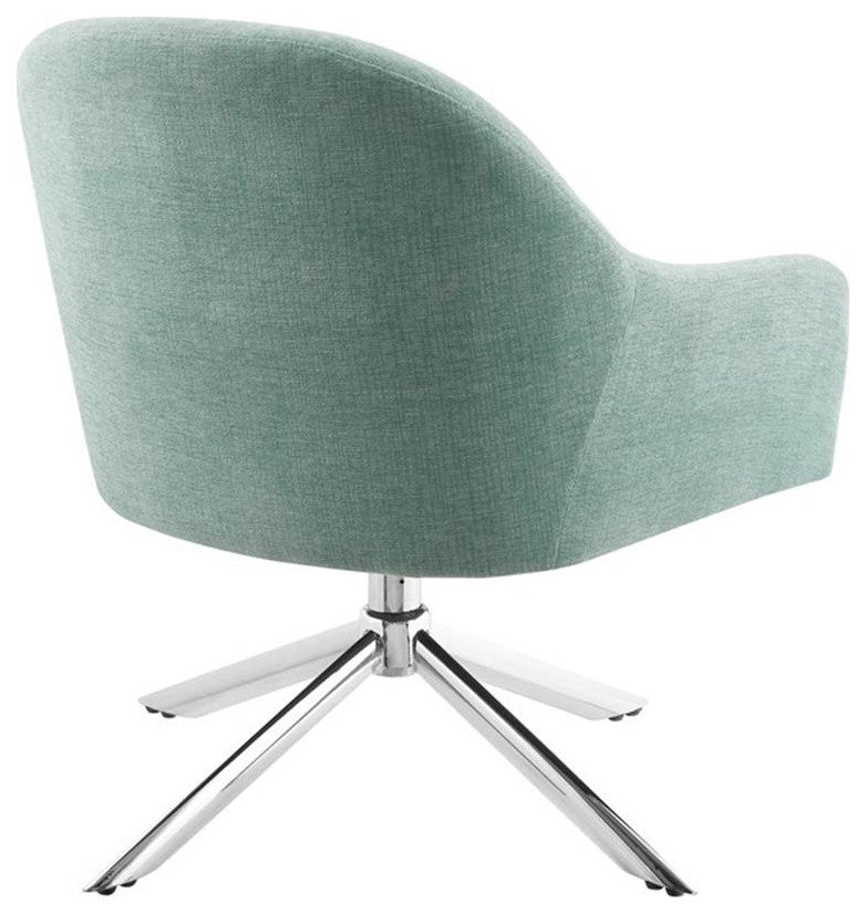 Linon London Capri Upholstered Steel Leg Swivel Accent Chair in Seafoam Green