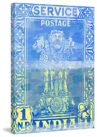 "India Postage" Painting Print on Wrapped Canvas, 12"x18"