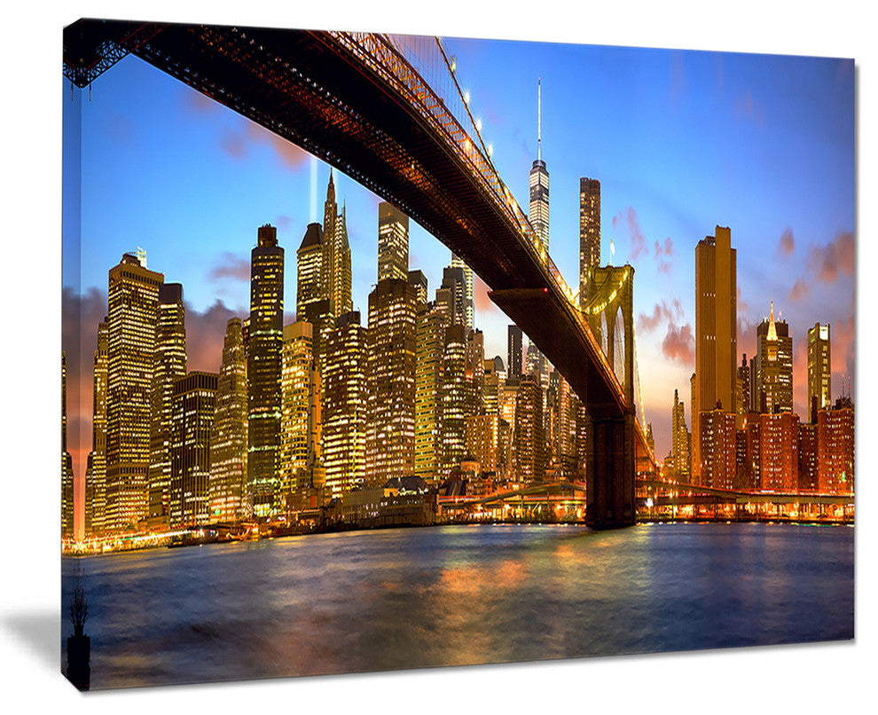 "Manhattan" Panorama With Skyscrapers" Canvas Print20"x12"