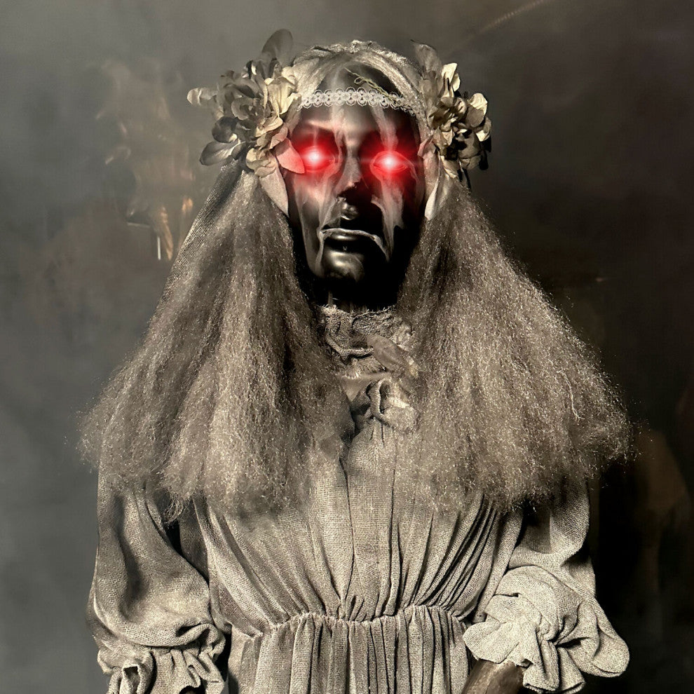 Lifesize Animatronic Haunted Lady Statue, Lights and Sound