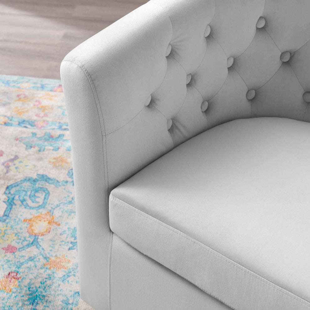 Tufted Armchair Accent Chair, Velvet, Gray, Modern, Lounge Hospitality
