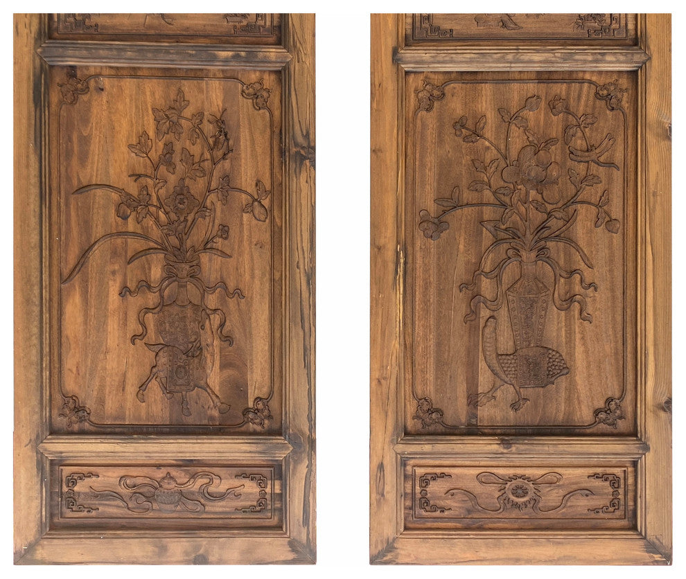 4 Vintage Chinese Eight Immortal Theme Wood Tall Panel Screen Divider cs6973S