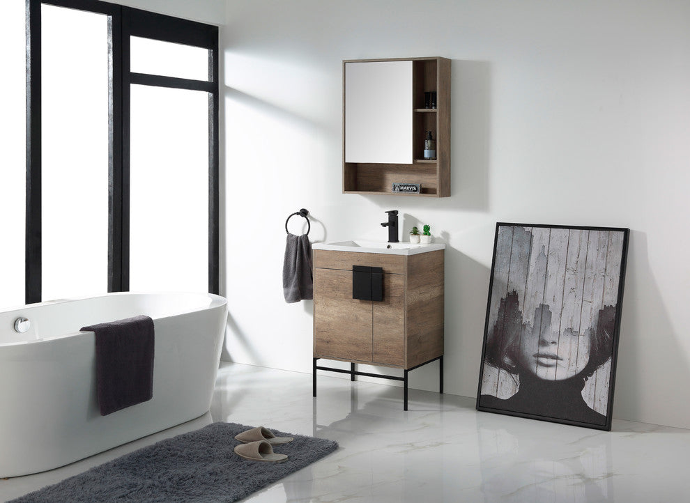 Bathroom Vanity Set, Shadow Gray, 24", Black Hardware