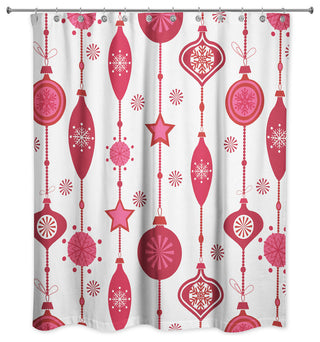 Red Ornament Pattern 71x74 Shower Curtain