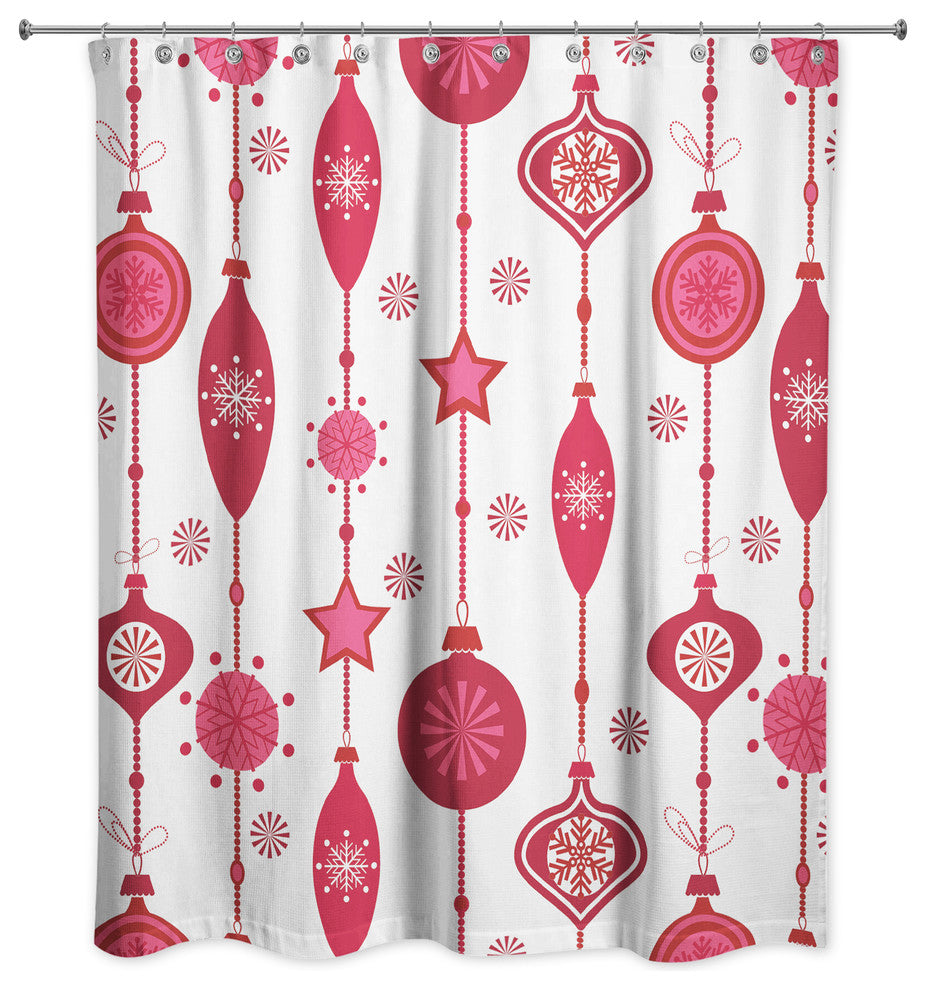 Red Ornament Pattern 71x74 Shower Curtain