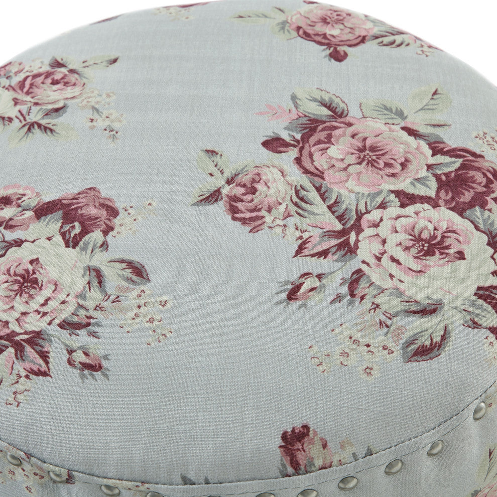 Rustic Manor Brookelynn Ottoman, Upholstered, Linen, Manor Floral