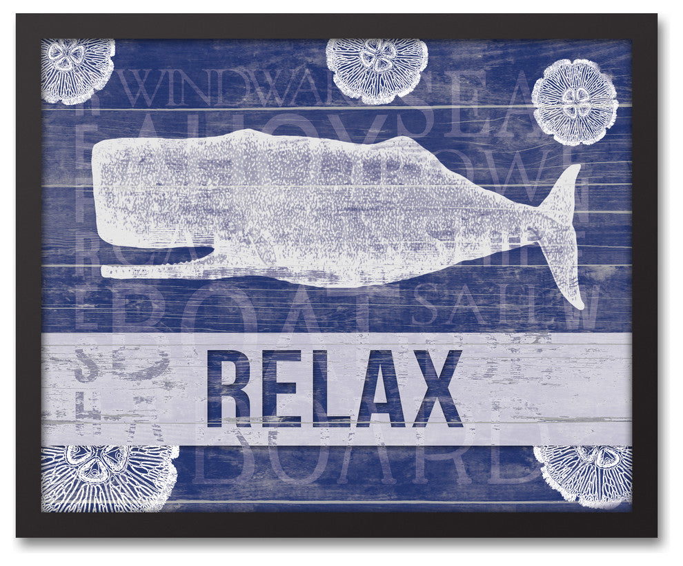 Relax Whale 16x20 Black Framed Canvas
