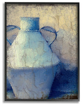 Cracked Rustic Wall Painting Blue Pottery Oversized Framed Giclee Art, 16"x20"