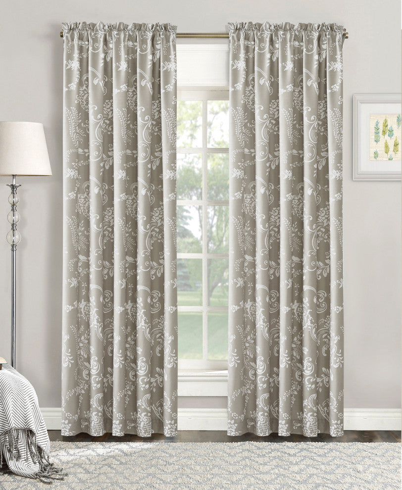 LA Boheme 2 Piece Curtain Set, Taupe, 60" X 84"