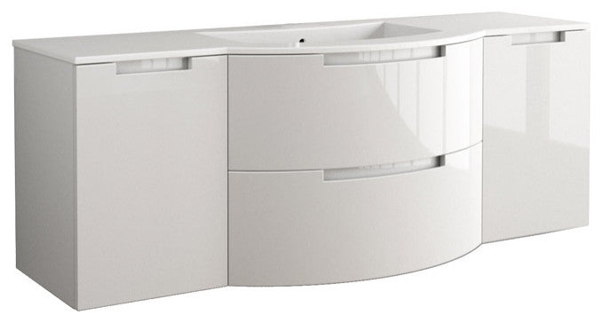 Latoscana OA57OPT4W Oasi 57 Inch Vanity With Both Side Cabinets In White