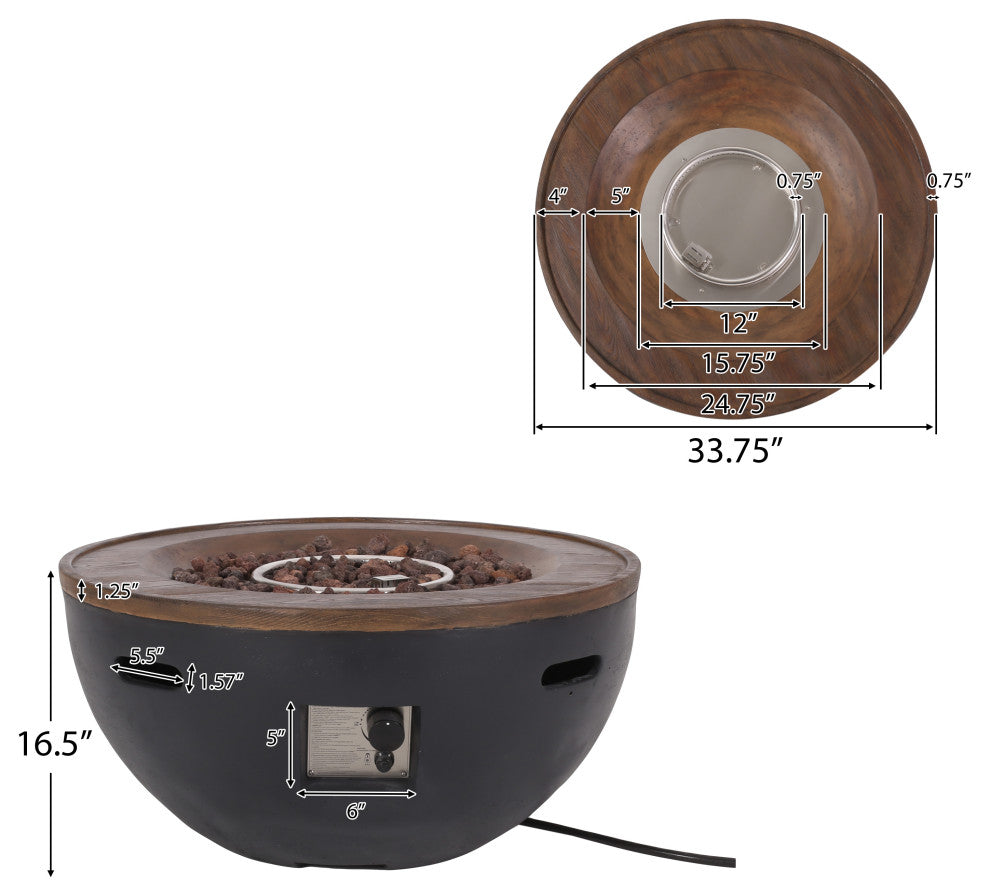 Gaylor Outdoor 40,000 BTU Lightweight Concrete Bowl Fire Pit with Tank Holder