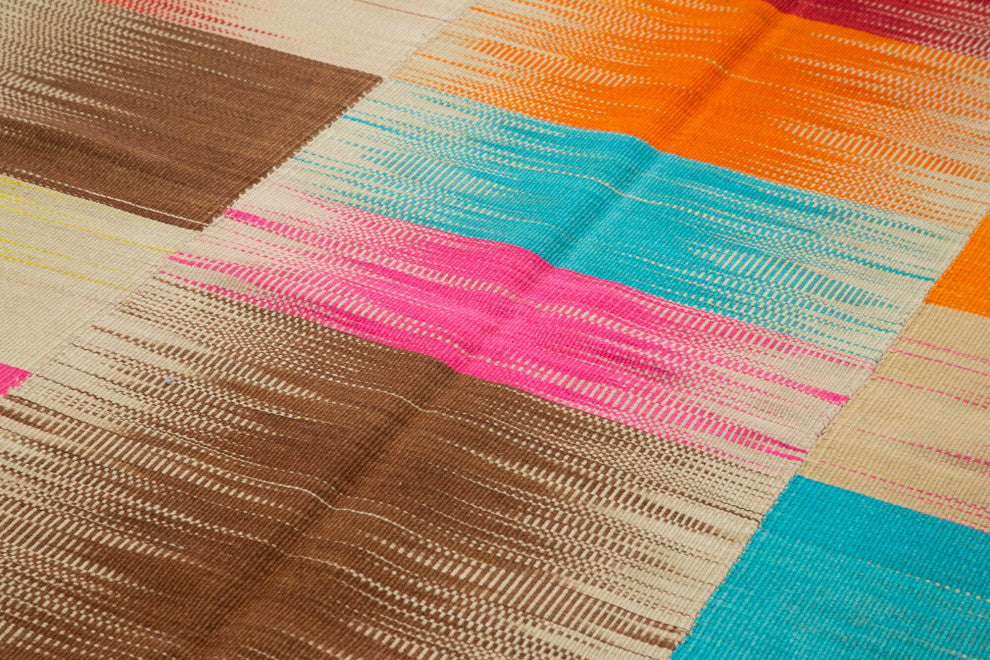Rug N Carpet - Handmade Oriental 6' 6'' x 11' 8'' Modern Design Wool Kilim Rug