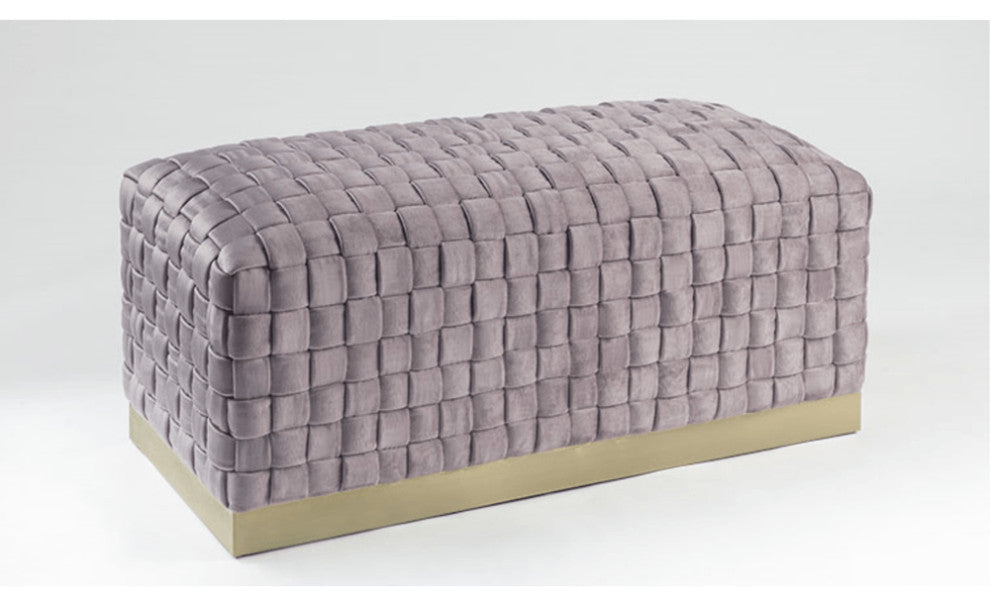 40" Lilac And Gold Upholstered Velvet Bench