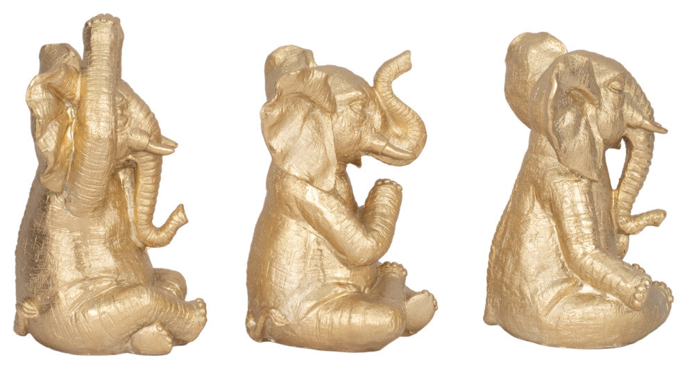Resin, Set of 3, 8"H, Yoga Elephants