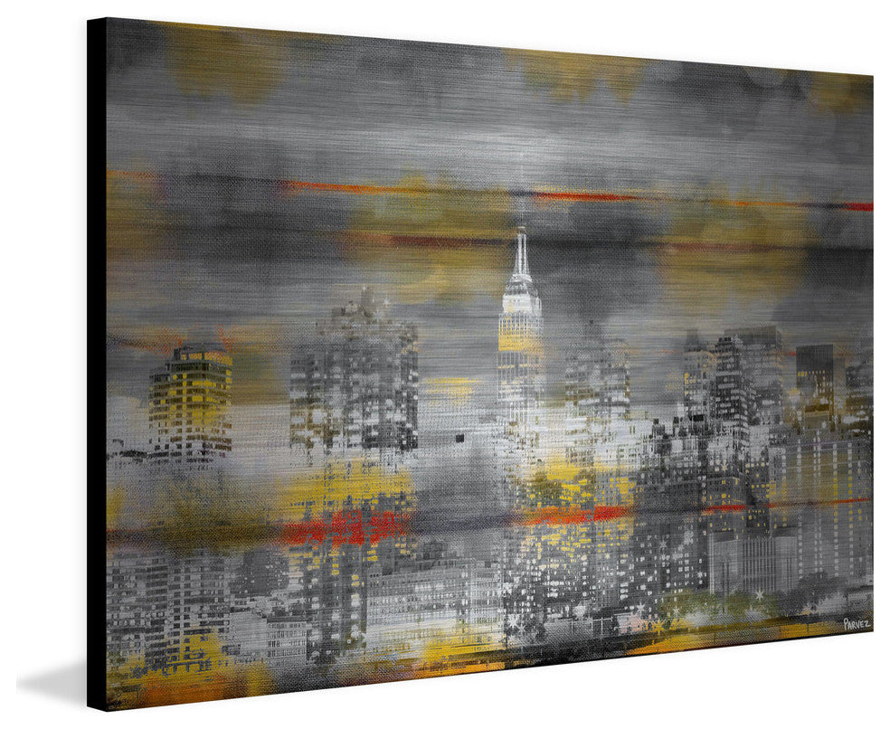 "NYC in Yellow" Print on Brushed Aluminum, 36"x24"